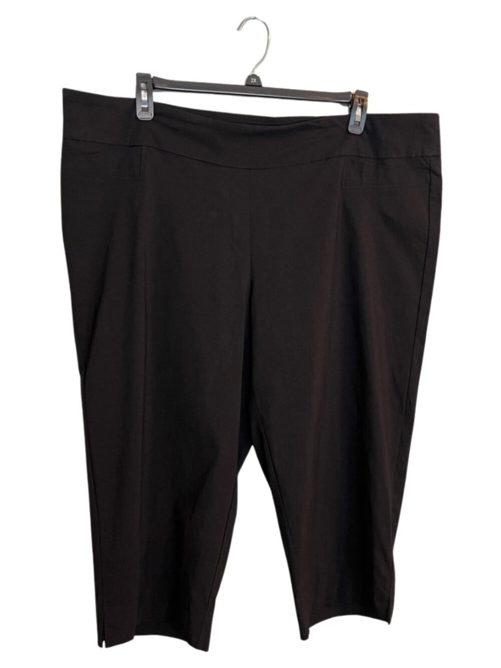 Zac & Rachel Black Wide Leg Pull On Capri Pants 24W